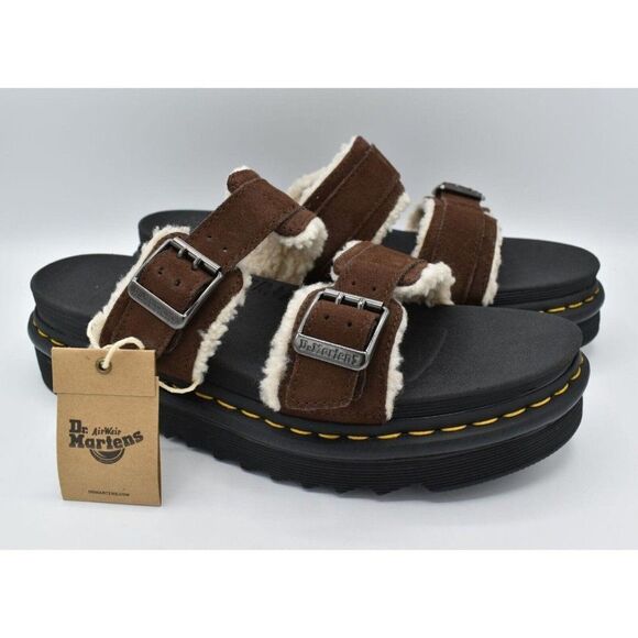 Dr Martens Mens Size 13 Myles Brown Suede Buckle Slide Sandals Shoes - Picture 1 of 13